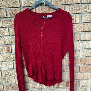 Jordache Burgundy Ribbed Button-Up Blouse